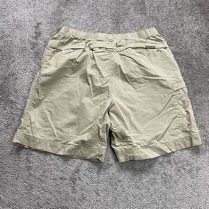 Columbia Active Shorts Mens Large Beige Elastic Waist Cotton Nylon Outdoor Fish